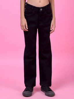 CRIMSOUNE CLUB - Black Solid Straight Fit Jeans