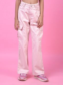 CRIMSOUNE CLUB - Pink Solid Straight Fit Jeans