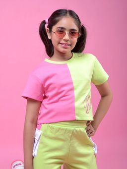 CRIMSOUNE CLUB - Green Colorblock Regular Fit T-Shirt