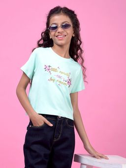 CRIMSOUNE CLUB - Green Typography Regular Fit T-Shirt