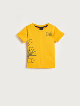 Blue Giraffe - Boys Yellow Printed Round Neck T-Shirt