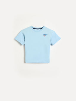 ELLE - Girls Blue Relaxed Fit Round Neck T-Shirt