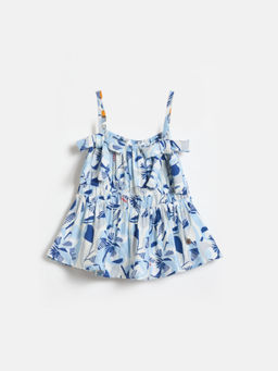 ELLE - Girls Blue Printed Strappy Style Relaxed Fit Top