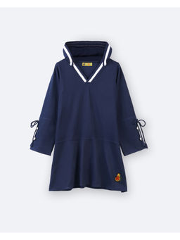 Avokiddos - Girls Navy Blue Star Sweat Dress