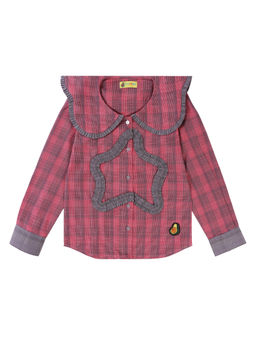 Avokiddos - Girls Pink Starburst Checks Shirt