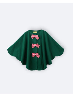 Avokiddos - Girls Green Twinkle Tree Bow Cape Top