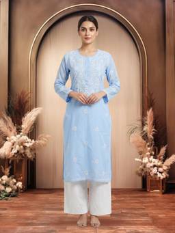 PARAMOUNT CHIKAN - Embroidered Chikankari Ethnic Motifs Kurta