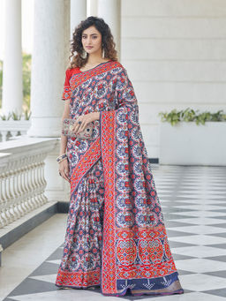 Odette - Festive Designer Blue Saree with Unstitched Blouse