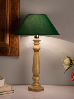 Homesake - Mabel Rustic Wood Table Lamp Green Shade