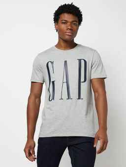 GAP - Grey Men Logo Print Slim Fit T-Shirt
