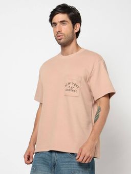 GAP - Peach Men Typography Relaxed Fit T-Shirt