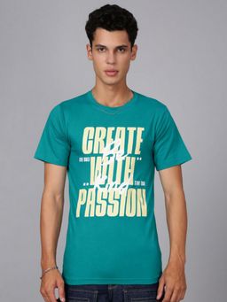 Bene Kleed - Men Teal Typography Printed Regular T-shirt