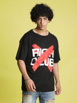 Bene Kleed - Men Black Typography Printed Round Neck Pure Cotton T-shirt