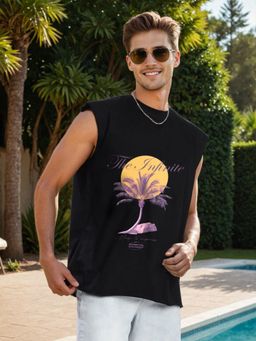 Bene Kleed - Men Graphic Printed Black Oversized Pure Cotton T-shirt