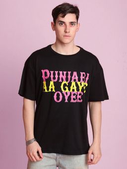 Bene Kleed - Men Black Typography Printed Concert Oversized T-shirt