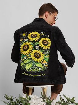 Bene Kleed - Charcoal Cotton Graphic Denim Jacket