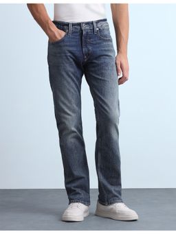 Flying Machine - Men Straight Fit Blue Whiskered Jeans