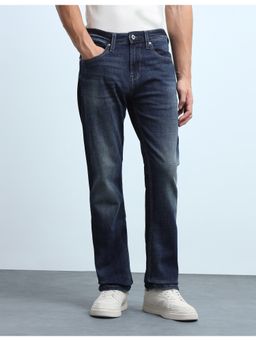 Flying Machine - Men F-Jango Straight Fit Whiskered Blue Jeans