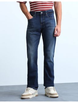 Flying Machine - Men F-Jango Straight Fit Whiskered Blue Jeans