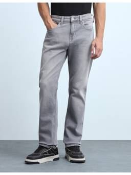 Flying Machine - Men F-Jango Straight Fit Stone Washed Grey Jeans