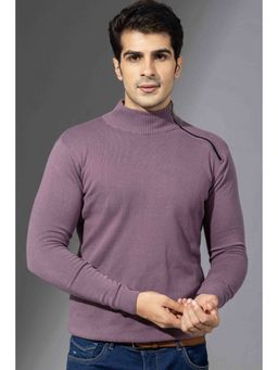 GRITSTONES - Men Mauve Flat Knit Zipper Pullover T-Shirt