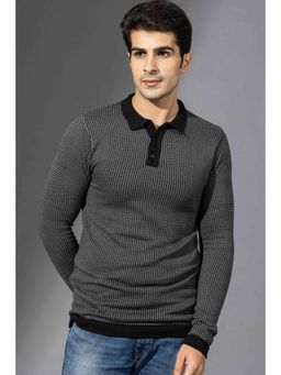 GRITSTONES - Men Black Premium Flat Knit Polo T-Shirt