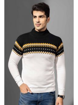 GRITSTONES - Men Black White Premium Flat Knit Round Pullover T-Shirt