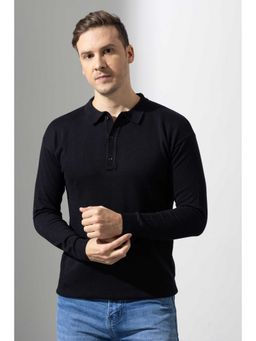 GRITSTONES - Men Black Premium Flat Knit Polo T-Shirt