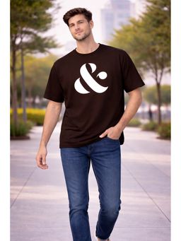 Glito - Men Brown Graphic Printed Cotton T-Shirt