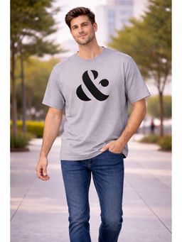 Glito - Men Grey Graphic Printed Cotton T-Shirt