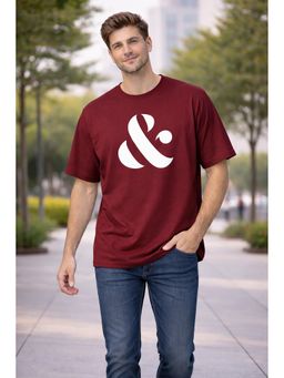 Glito - Men Maroon Graphic Printed Cotton T-Shirt