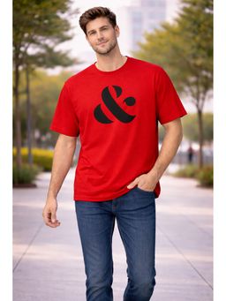 Glito - Men Red Graphic Printed Cotton T-Shirt