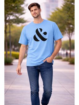 Glito - Men Blue Graphic Printed Cotton T-Shirt