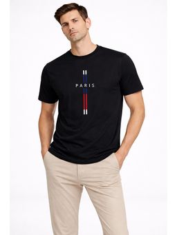 Glito - Men Graphic Printed Black Cotton T-Shirt