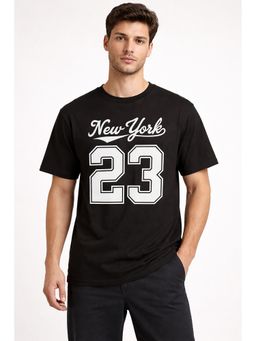 Glito - Men Graphic Printed Cotton Black T-Shirt