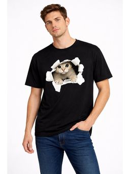Glito - Men Black Graphic Printed Cotton T-Shirt