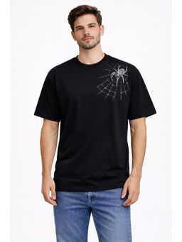 Glito - Men Black Graphic Printed Cotton T-Shirt