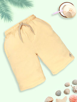 KiddoPanti - Mustard Boys Solid Knee Length Basic Shorts