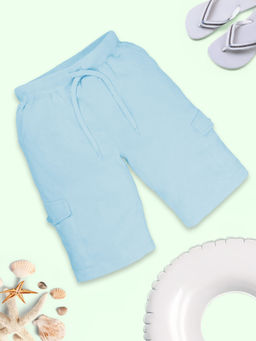 KiddoPanti - Blue Boys Solid Knee Length Cargo Short
