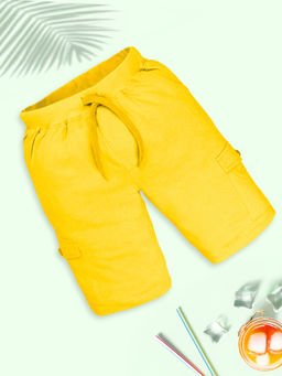 KiddoPanti - Yellow Boys Solid Knee Length Cargo Short