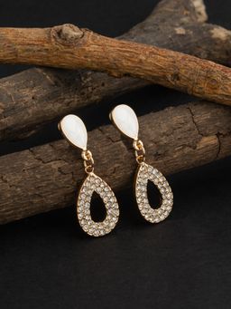 E2O - Gold Plated Pearl Crafted Contemporary Drop Earring