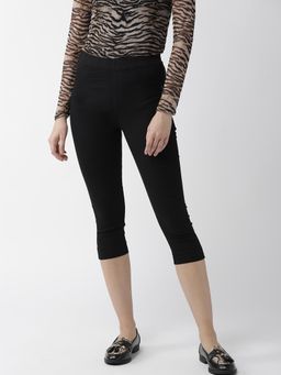Xpose - Women Black Solid Skinny Fit Slip-On Closure Capris