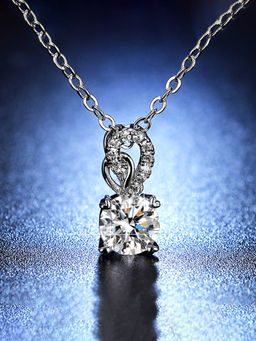 Designs & You - Silver Plated Crystal Studded Mayur themed Solitaire Pendant