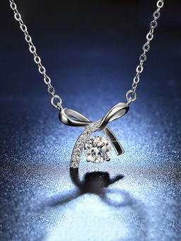 Designs & You - Silver Plated Crystal Studded Infinity Stone Anti Tarnish Pendant