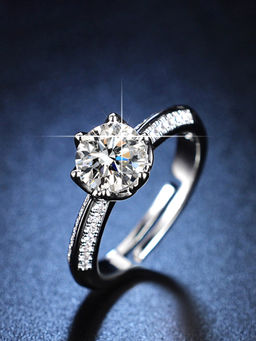 Designs & You - Silver Plated American Diamond Studded Anti Tarnish Adjustable Finger Ring