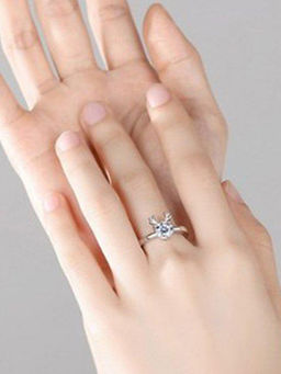 Designs & You - Silver Plated Crystal Studded Deer Themed Anti Tarnish Adjustable Finger Ring