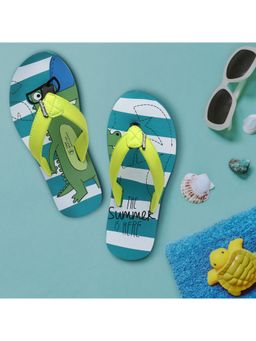 SOLETHREADS - Kids Croc Aqua Printed Flip Flop