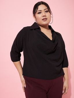 AAREIN - Ample Plus Size Cowl Neck Puff Sleeve Top