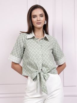 AAREIN - Immutable Printed Cotton Style Shirt With Waist Tie-Ups Detail
