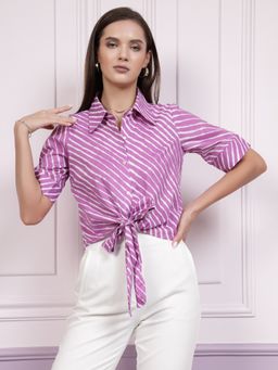 AAREIN - Immutable Striped Cotton Shirt With Waist Tie-Ups Detail